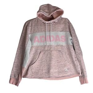 Adidas Women's Pink Heathered Pullover Hoodie Sweatshirt Kangaroo Pocket Size 1x